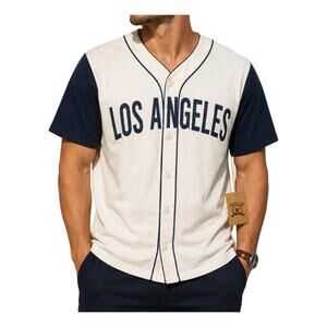 Brooklyn Laundry Shirt Mens Size 2XL Los Angeles Baseball White Navy Cotton NWT